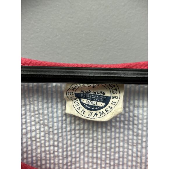 LAUREN JAMES Women's Pink front Tank top blue seerucker back Size Small - Picture 3 of 5